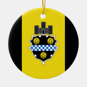 Flag of Pittsburgh Pennsylvania Ceramic Tree Decoration