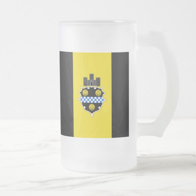 Flag of Pittsburgh, Pennsylvania Frosted Glass Bee Frosted Glass Beer Mug (Right)