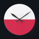 Flag of Poland Round Clock<br><div class="desc">Flag of Poland - Flaga Rzeczypospolitej Polskiej - Flaga Polski</div>