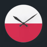 Flag of Poland Round Clock<br><div class="desc">Flag of Poland - Flaga Rzeczypospolitej Polskiej - Flaga Polski</div>