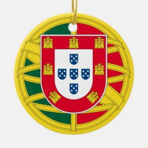 Flag of Portugal for Day of Portugal holiday Ceramic Tree Decoration