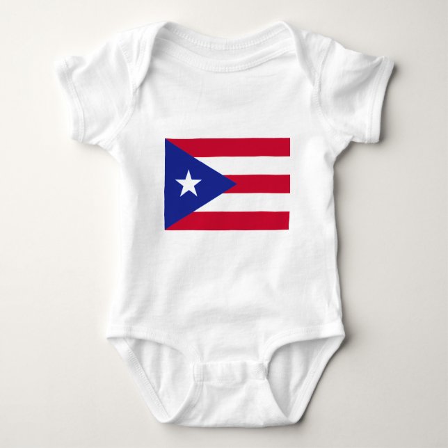 Flag of Puerto Rico - Bandera de Puerto Rico Baby Bodysuit (Front)