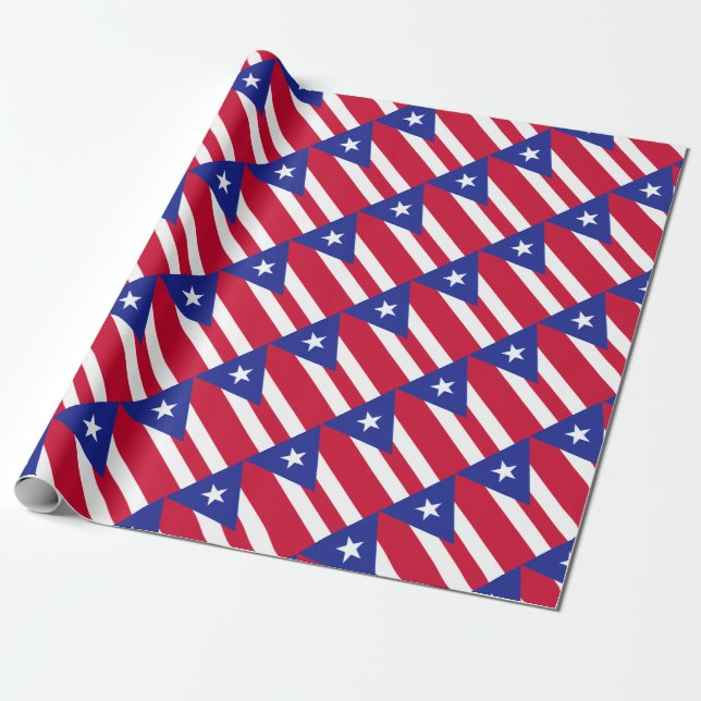 Flag of Puerto Rico - Bandera de Puerto Rico Wrapping Paper (Unrolled)
