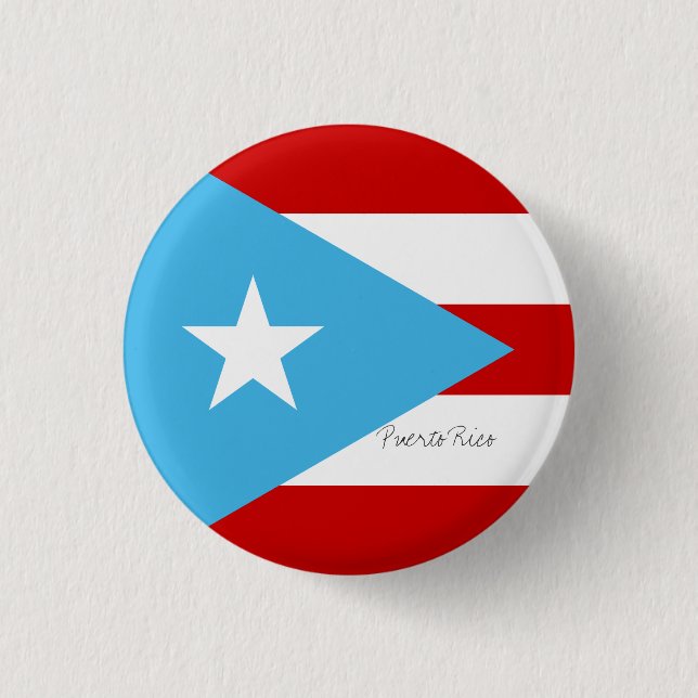Flag of Puerto Rico Light Blue Red and White 3 Cm Round Badge (Front)