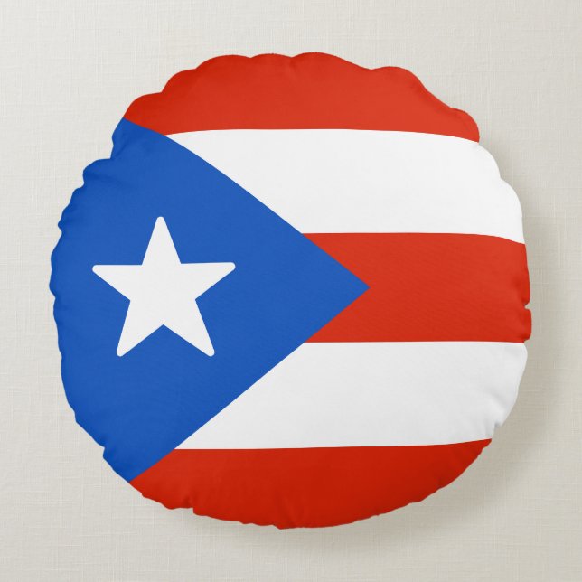 Flag of Puerto Rico Round Cushion (Front)