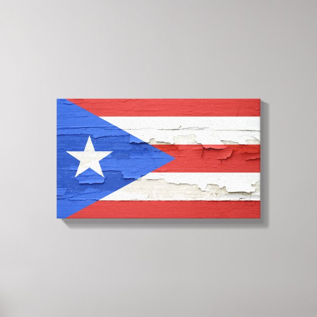 Flag of Puerto Rico Weathered Paint Canvas Print (Front)