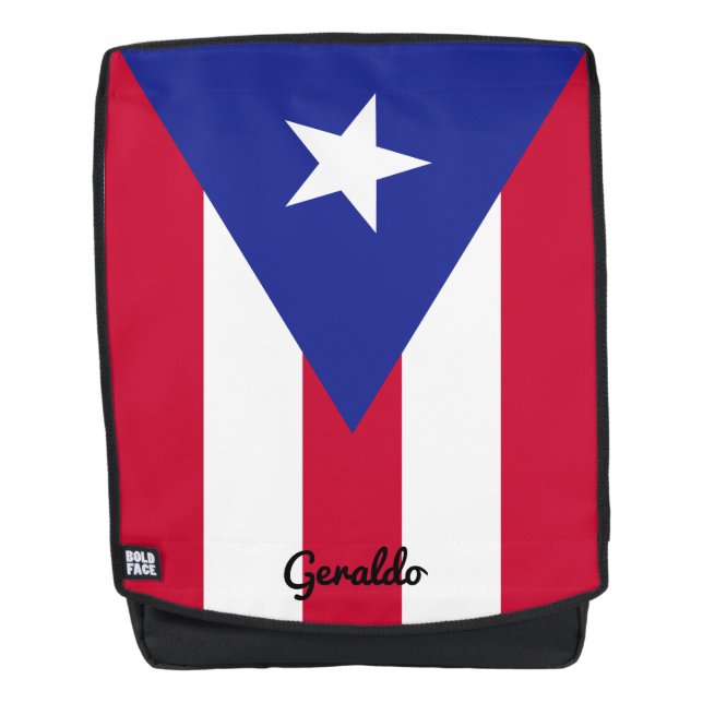 Flag of Puerto Rico with Custom Monogram Backpack (Front)