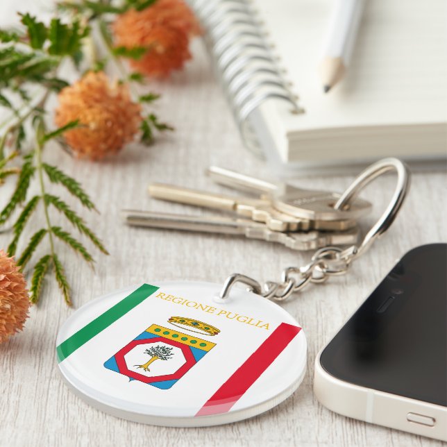 Flag of Puglia (Italy) Key Ring (Front Right)