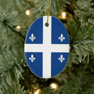 Flag of Québec, Canada Ceramic Tree Decoration