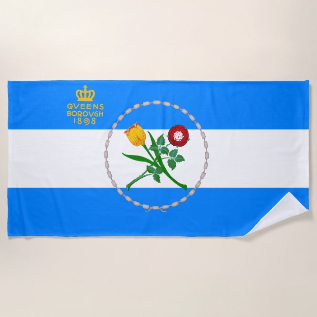 Flag of Queens (Borough of New York City) Beach Towel (Front)