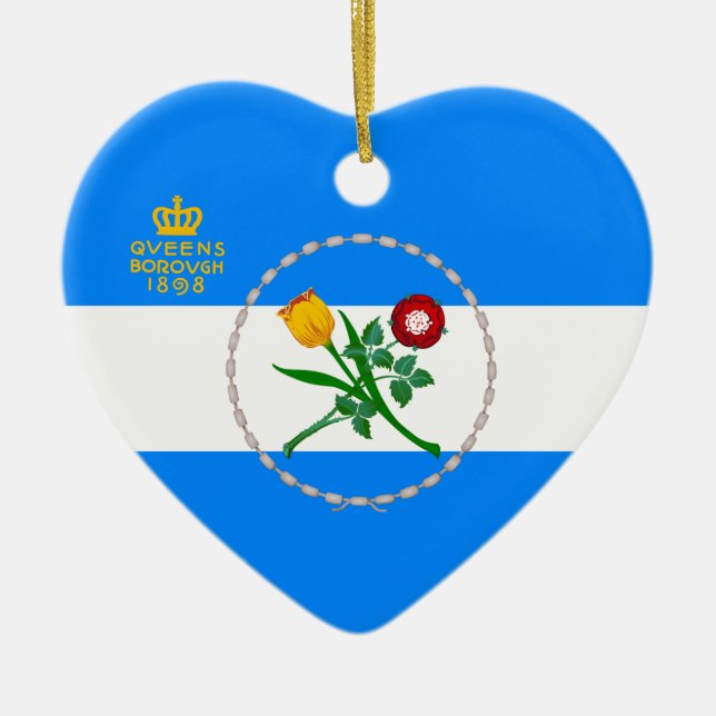 Flag of Queens, NY Ceramic Tree Decoration (Front)