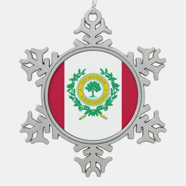 Flag of Raleigh, North Carolina Snowflake Pewter C Christmas Ornament (Front)