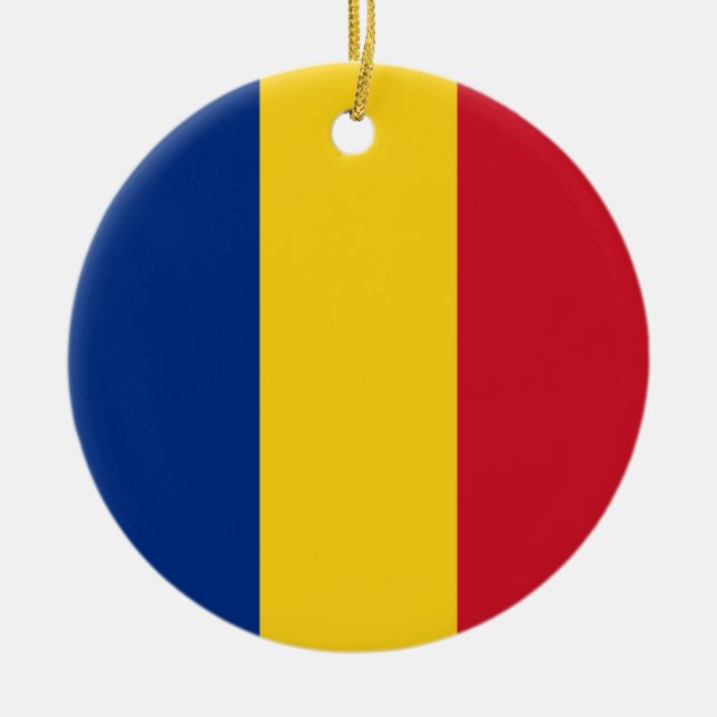 Flag of Romania Ceramic Tree Decoration (Front)