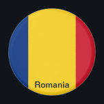 Flag of Romania Magnet<br><div class="desc">The national flag of Romania (Romanian: Drapelul României) is a tricolour with vertical stripes: beginning from the flagpole, blue, yellow and red. It has a width-length ratio of 2:3. The Constitution of Romania provides that “The flag of Romania is tricolour; the colours are arranged vertically in the following order from...</div>