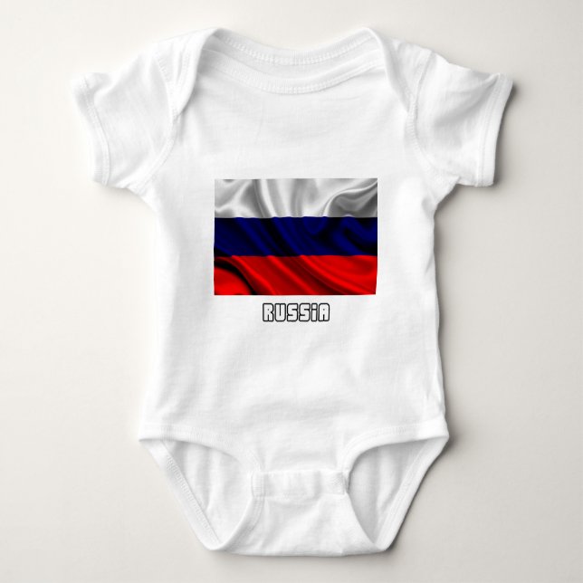 Flag of Russia, Russian Flag Baby Bodysuit (Front)