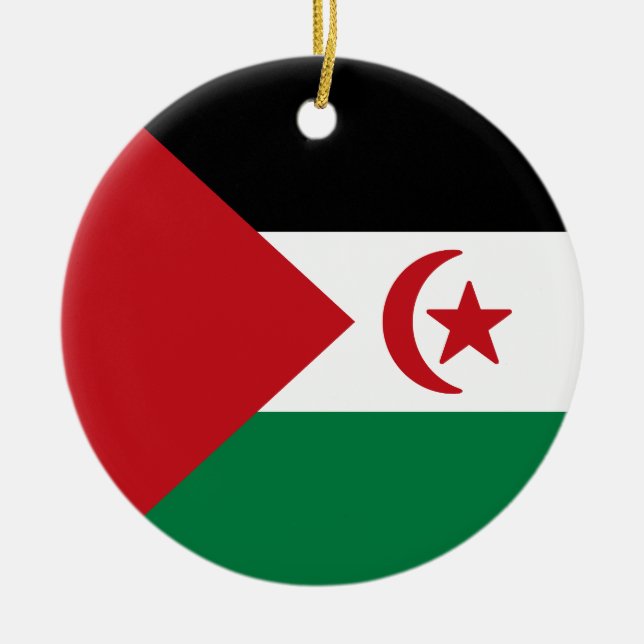 Flag of Saharan Arab Democratic Republic Ceramic Tree Decoration (Front)