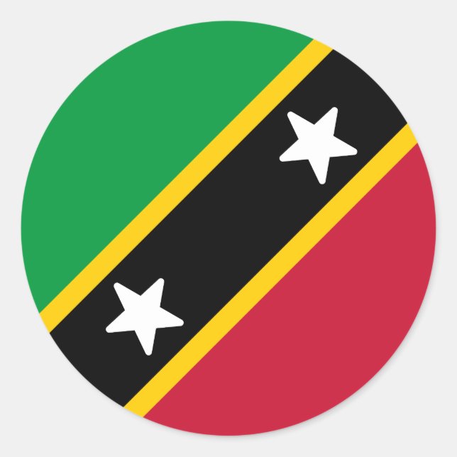 Flag of Saint Kitts and Nevis Classic Round Sticker (Front)