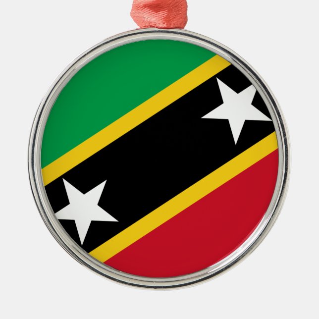 Flag of Saint Kitts and Nevis Metal Tree Decoration (Front)