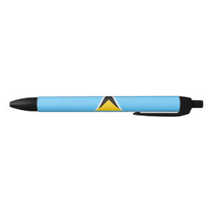 Flag of Saint Lucia (St Lucia) (Caribbean) Black Ink Pen