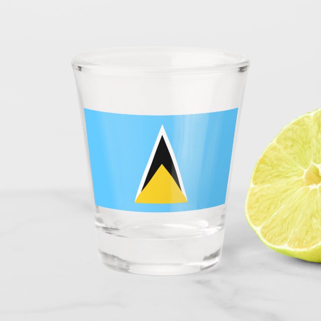 Flag of Saint Lucia (St Lucia) (Caribbean) Shot Glass (Front)