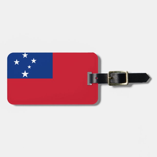 Flag of Samoa Luggage Tag w/ leather strap (Front Horizontal)