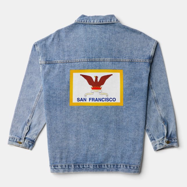 Flag of San Francisco, CA T-Shirt Denim Jacket (Back)