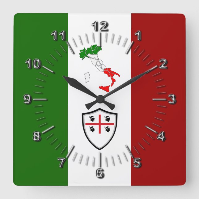 Flag of Sardegna (Italy)  Square Wall Clock (Front)