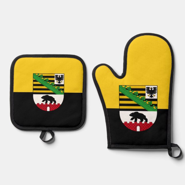 Flag of Saxony-Anhalt Mouse Pad Oven Mitt & Pot Holder Set (Front)