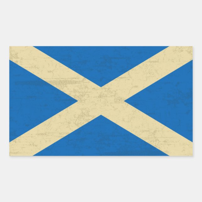Flag of Scotland Grungy Rectangular Sticker (Front)