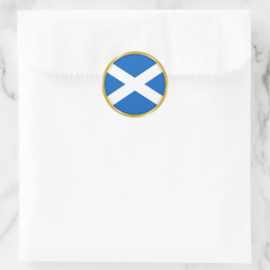 Flag of Scotland in Golden Circle Classic Round Sticker