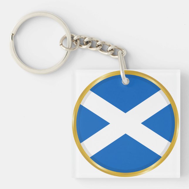 Flag of Scotland in Golden Circle Key Ring (Front)