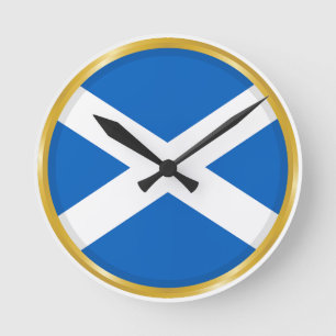 Flag of Scotland in Golden Circle Round Clock