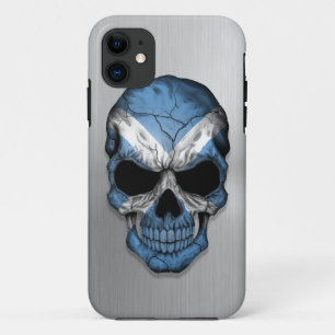 Flag of Scotland on a Steel Skull Graphic Case-Mate iPhone Case