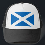 Flag of Scotland Trucker Hat<br><div class="desc">The Flag of Scotland, (Scottish Gaelic: Bratach na h-Alba, Scots: Banner o Scotland), also known as Saint Andrew's Cross or the Saltire, is the national flag of Scotland. As the national flag it is the Saltire, rather than the Royal Standard of Scotland, which is the correct flag for all individuals...</div>