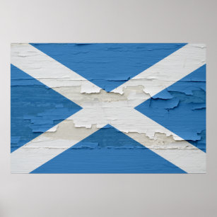 Flag of Scotland Weathered Paint Poster