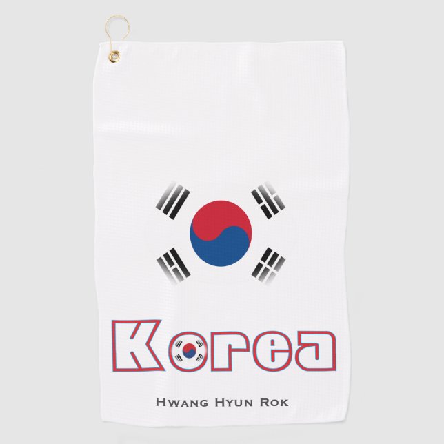 Flag of Seoul Korea Abstract Golf Towel (Front)