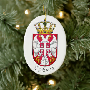 Flag of Serbia Ceramic Tree Decoration