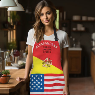 Flag of Sicily Flag of America Customised Apron