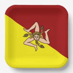 Flag of Sicily (Italy)  Paper Plate