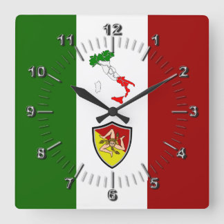 Flag of Sicily (Italy)  Square Wall Clock