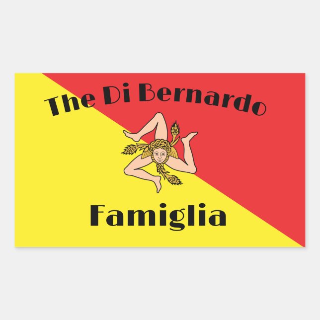 Flag of Sicily Sicilian Family Personalised Rectangular Sticker (Front)