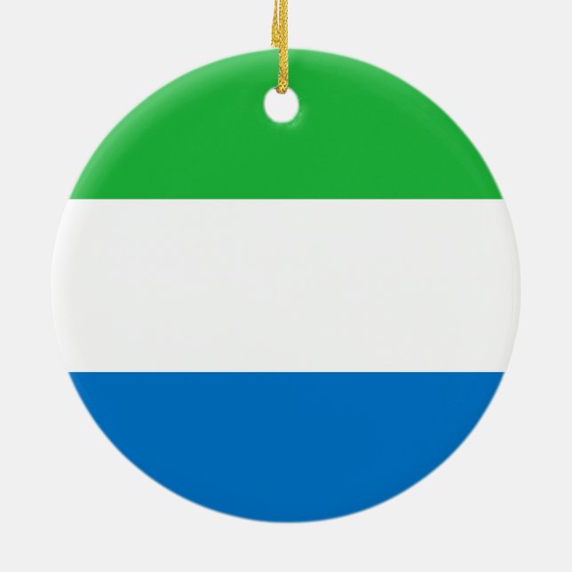Flag of Sierra Leone Ceramic Tree Decoration (Back)