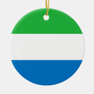 Flag of Sierra Leone Ceramic Tree Decoration