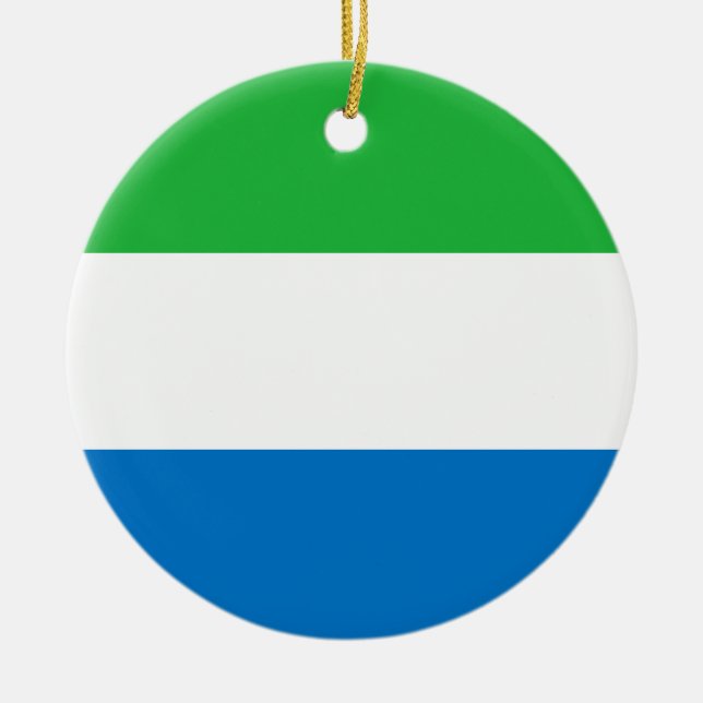 Flag of Sierra Leone Ceramic Tree Decoration (Front)
