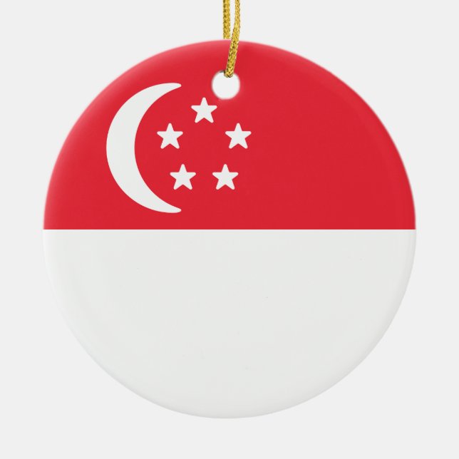 Flag of Singapore Ceramic Tree Decoration (Front)
