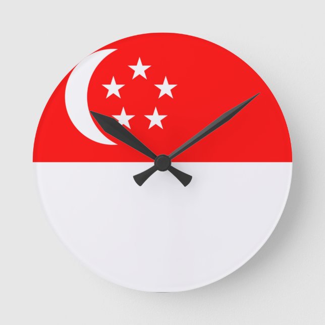 Flag of Singapore Round Clock (Front)