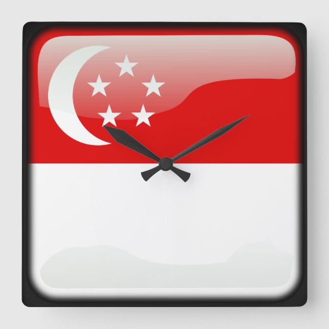 Flag of Singapore Square Wall Clock (Front)