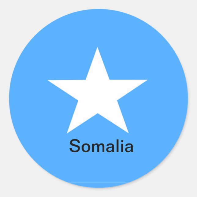 Flag of Somalia, labeled, Classic Round Sticker (Front)