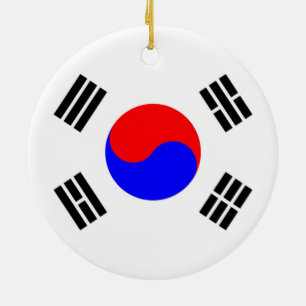 Flag of South Korea Ceramic Tree Decoration
