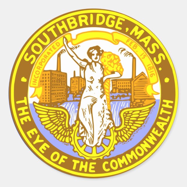 Flag of Southbridge, Massachusetts Classic Round S Sticker (Front)